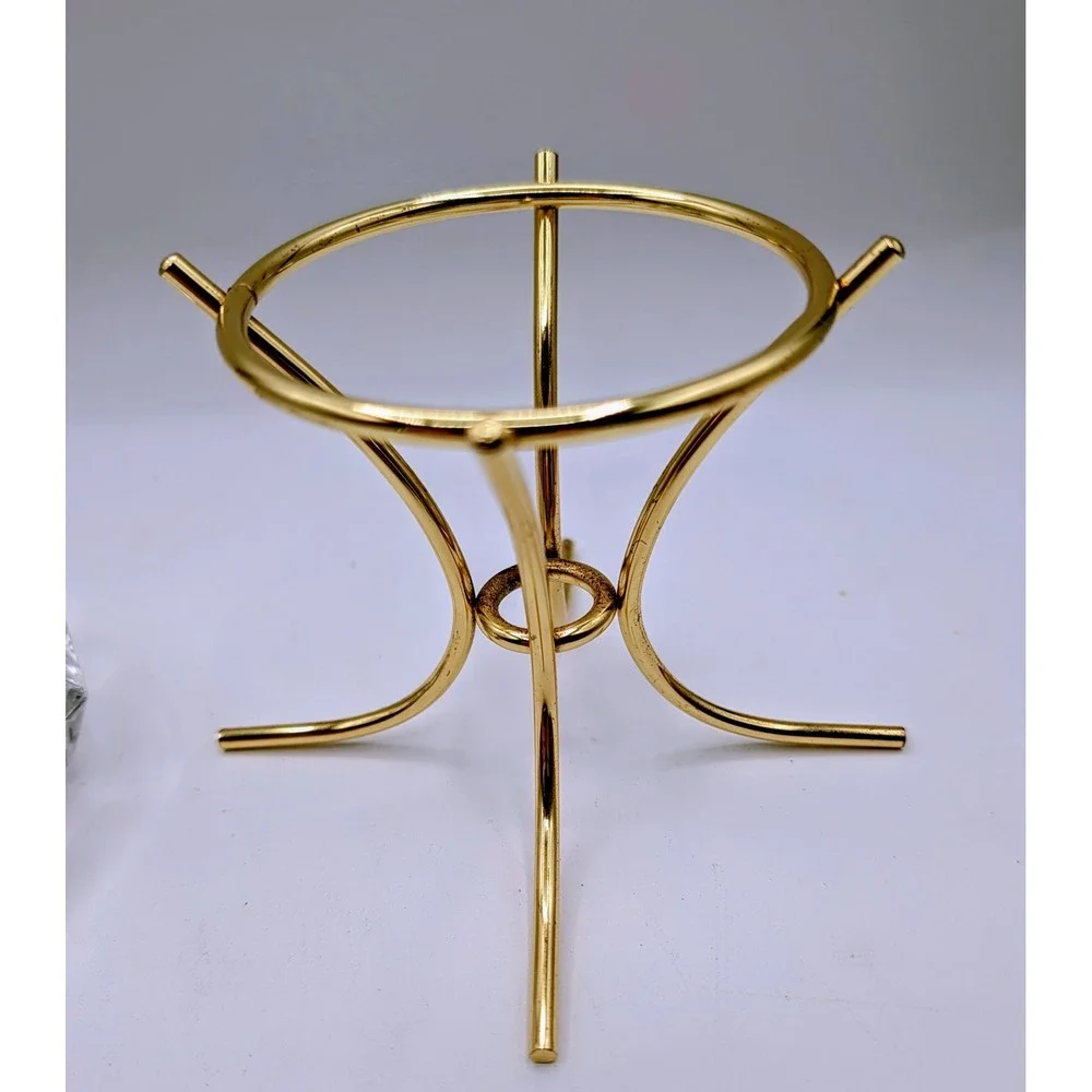 Bleikristall 24% Lead Crystal Diamond Candle Holder Germany Gold Tone Stand